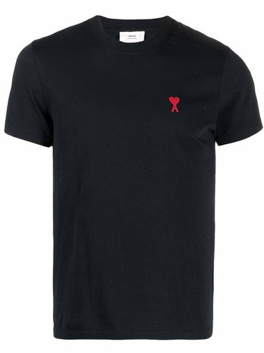 Small Heart Logo Short Sleeve T-Shirt Black - AMI - BALAAN 1