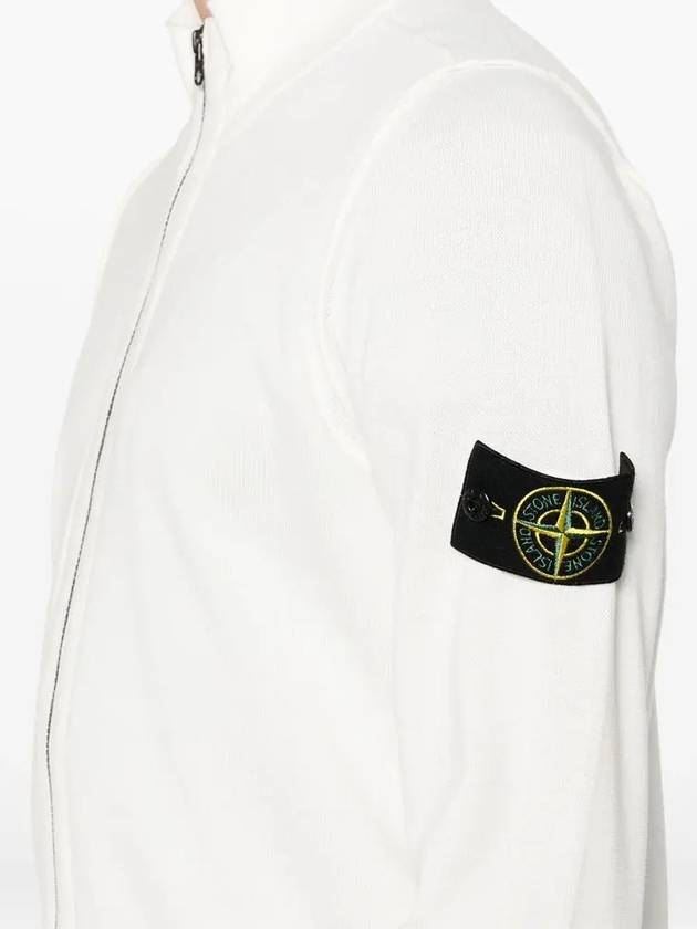 Wappen Patch Cotton Zip-Up Cardigan White - STONE ISLAND - BALAAN 6