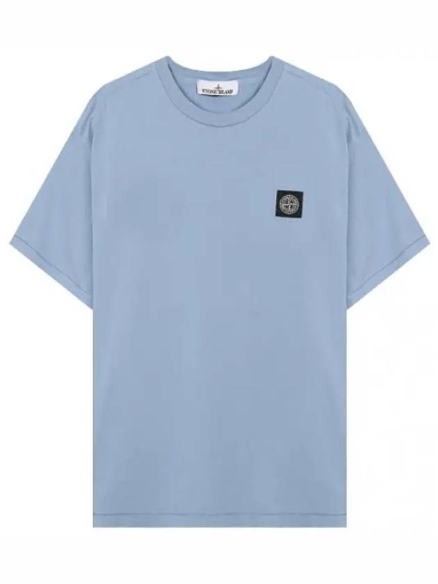 Garment dyeing embroidered logo patch short sleeved t shirt men s - STONE ISLAND - BALAAN 1