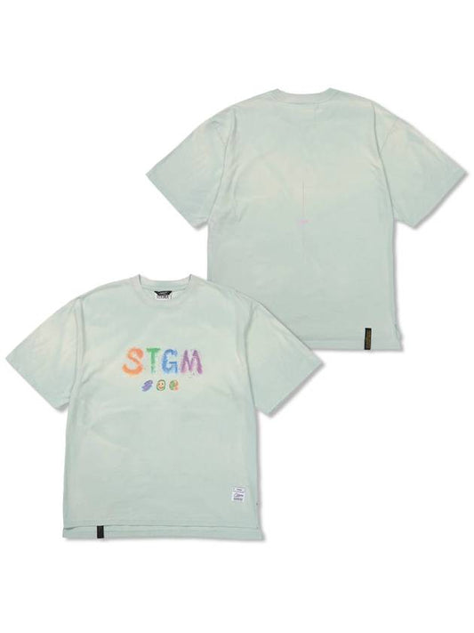 Crayon STGM Vintage Like Washed Oversized Short Sleeves T Shirts Sky Blue - STIGMA - BALAAN 1