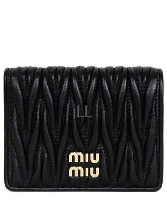 Matelasse Leather Half Wallet Black - MIU MIU - BALAAN 2