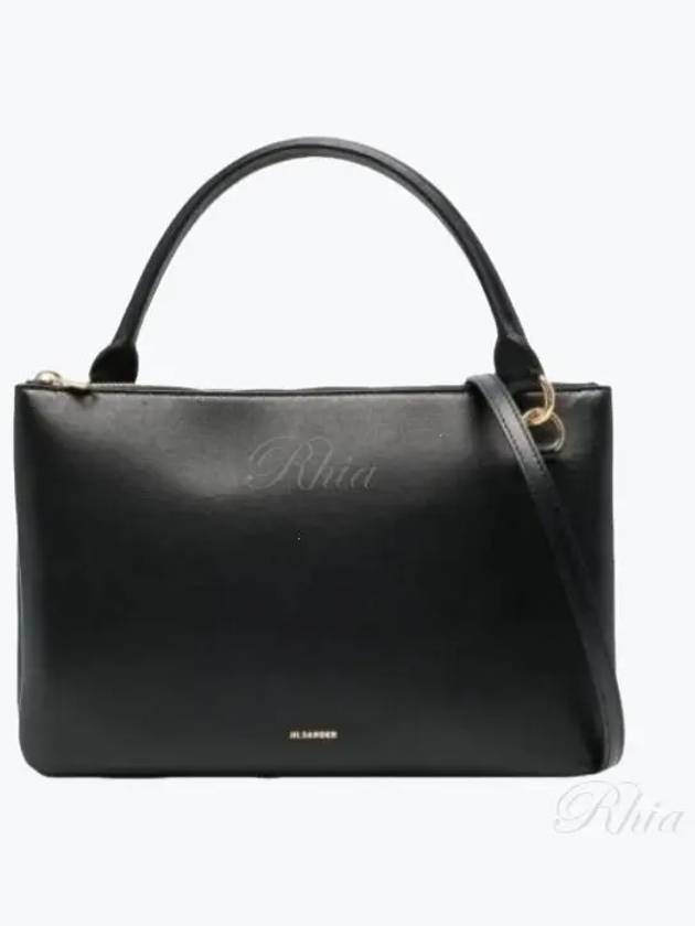 Logo Print Calf Leather Shoulder Bag Black - JIL SANDER - BALAAN 2