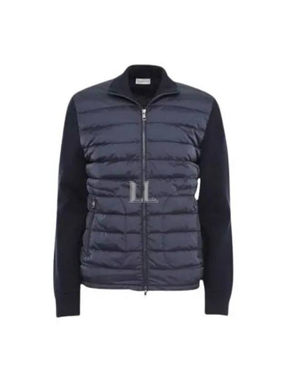 Padded Wool Cardigan Navy - MONCLER - BALAAN 2