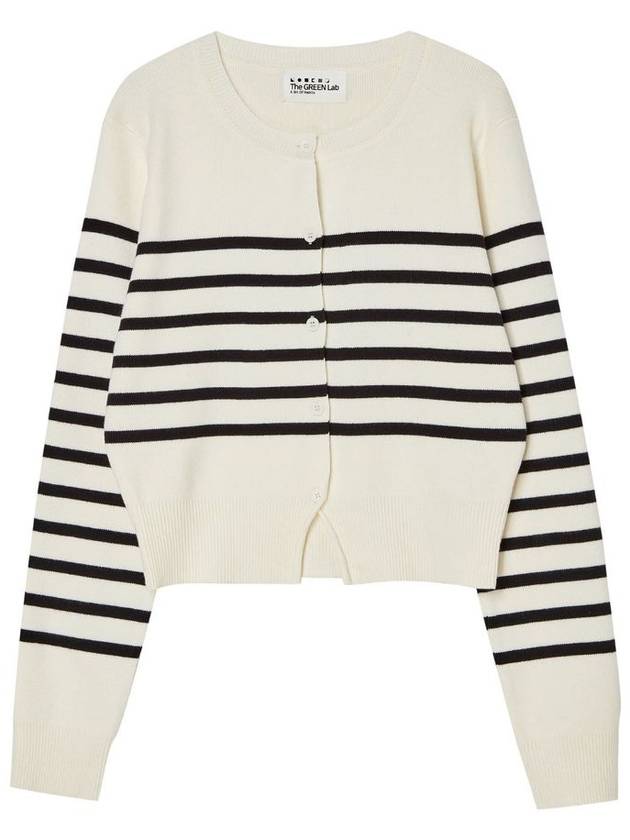 Women's Striped Cardigan Ivory GB1 WSW 13 N_IVY - THE GREEN LAB - BALAAN 1