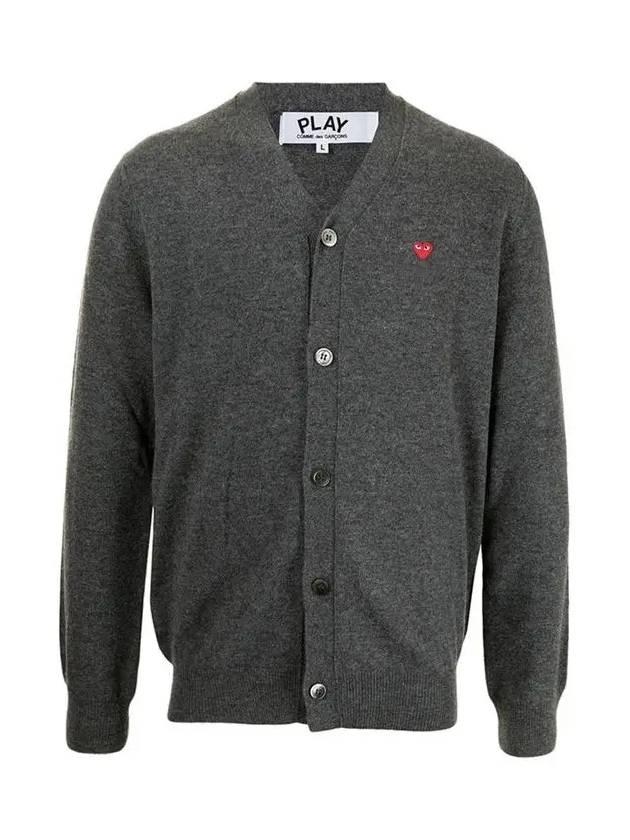 Mini Heart Wappen Wool Cardigan Dark Grey - COMME DES GARCONS - BALAAN 3