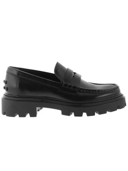 Leather Penny Loafer Heels Black - TOD'S - BALAAN 2