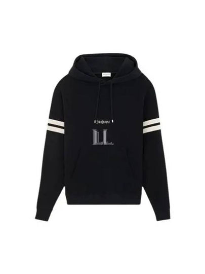 Embroidered Logo Hoodie Black - SAINT LAURENT - BALAAN 2