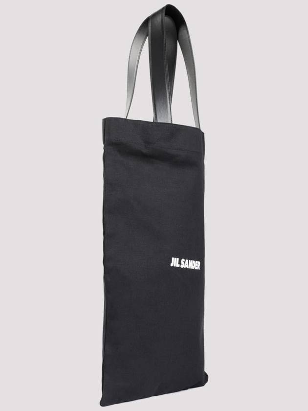 Logo Print Large Cotton Tote Bag Black - JIL SANDER - BALAAN 4