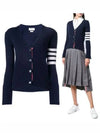 4-Bar V-Neck Cashmere Cardigan Navy - THOM BROWNE - BALAAN 2