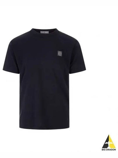 Pisato Effect Logo Patch Short Sleeve T-Shirt Navy - STONE ISLAND - BALAAN 2