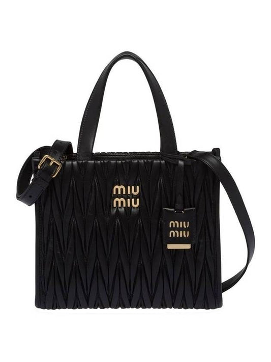 Matelasse Nappa Leather Tote Bag Black - MIU MIU - BALAAN 1