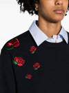 Loopback Hector Rose Oversized Crew Neck Cotton Sweatshirt Navy - THOM BROWNE - BALAAN 6