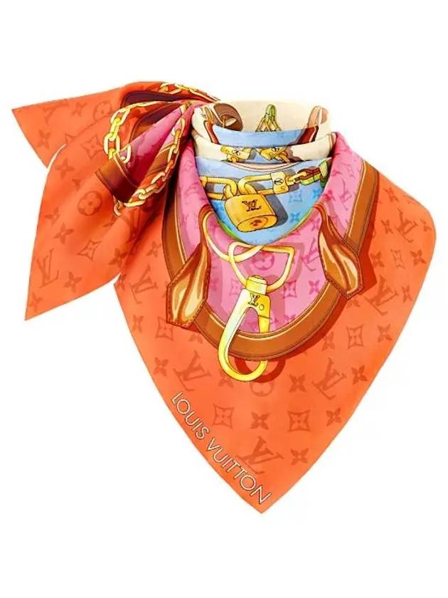 Flower And Straps Square 70 Scarf Orange - LOUIS VUITTON - BALAAN 3