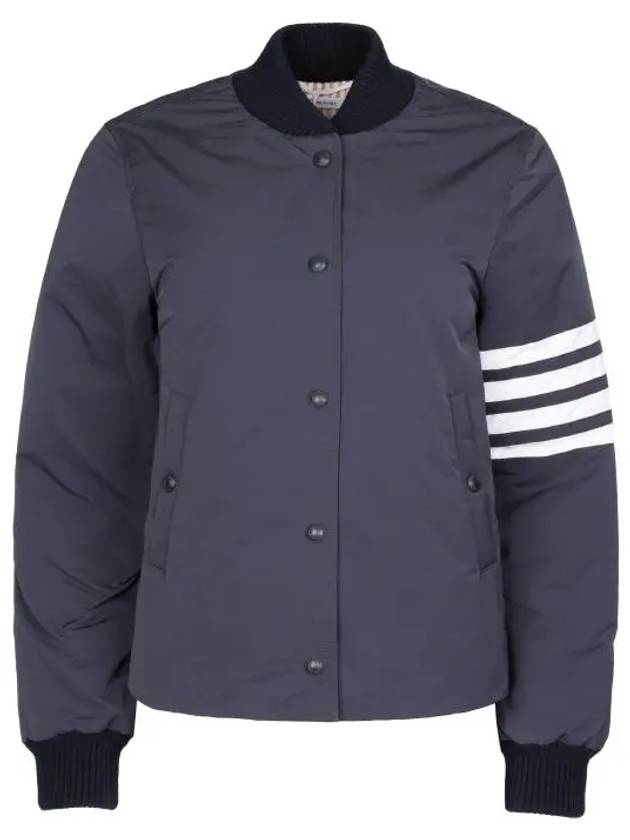 Tech Faille 4 Bar Down Varsity Bomber Jacket Navy - THOM BROWNE - BALAAN 2