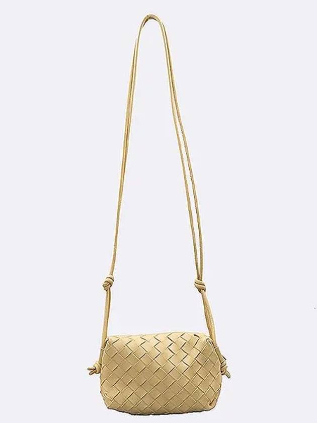 680254 V1G11 2700 Almond Color Leather Intrecciato Loop Camera Mini Cross Bag - BOTTEGA VENETA - BALAAN 1