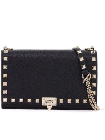 mini black leather bag with golden metal studs - VALENTINO - BALAAN 1