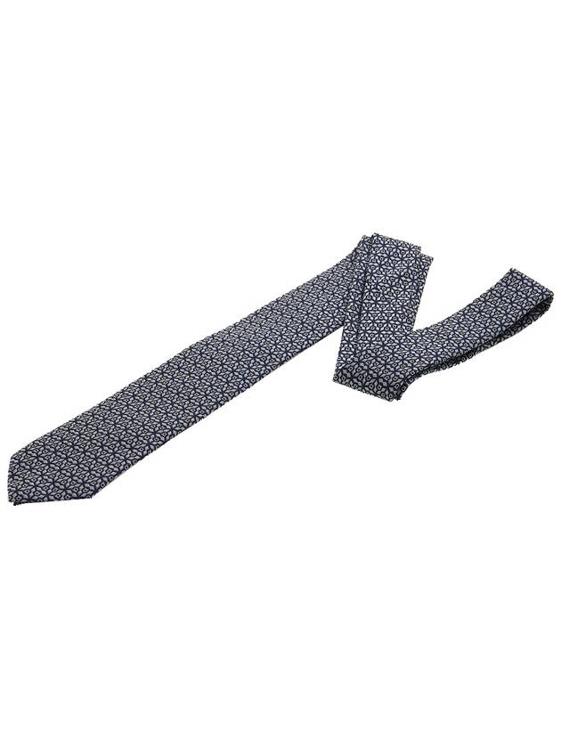 Ferragamo Men's Silk Jacquard Tie 35 0943 F NAVY AVORI 0768437 - SALVATORE FERRAGAMO - BALAAN 3