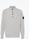 Wappen Patch Half Button Lambswool Knit Top Grey - STONE ISLAND - BALAAN 2