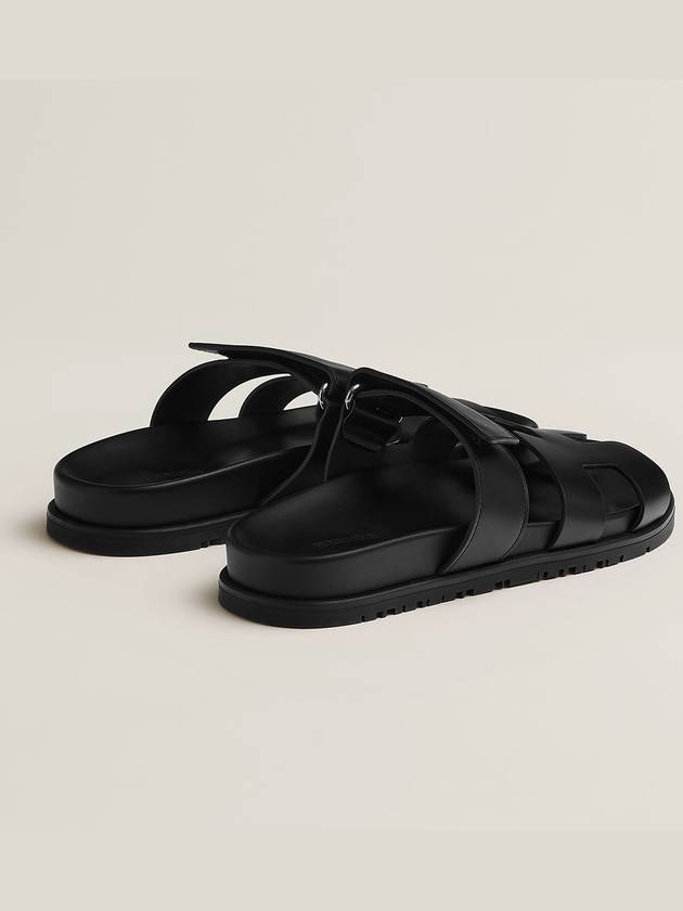 Chypre Calfskin Sandals Black - HERMES - BALAAN 6