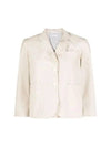 Round Collar Single Breasted Blazer Jacket Beige - THOM BROWNE - BALAAN 2