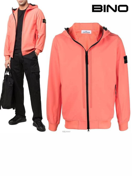 Wappen Patch Soft Shell Hooded Jacket Orange - STONE ISLAND - BALAAN 2