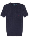 Embroidered Pony Pocket Knit Top Navy - POLO RALPH LAUREN - BALAAN 4