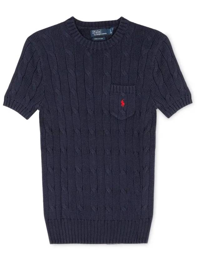 Embroidered Pony Pocket Knit Top Navy - POLO RALPH LAUREN - BALAAN 2