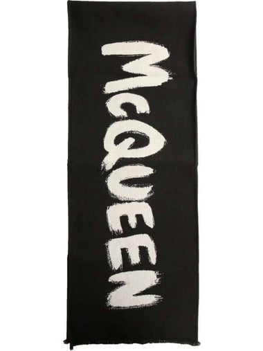 Graffiti Logo Scarf Black - ALEXANDER MCQUEEN - BALAAN 1