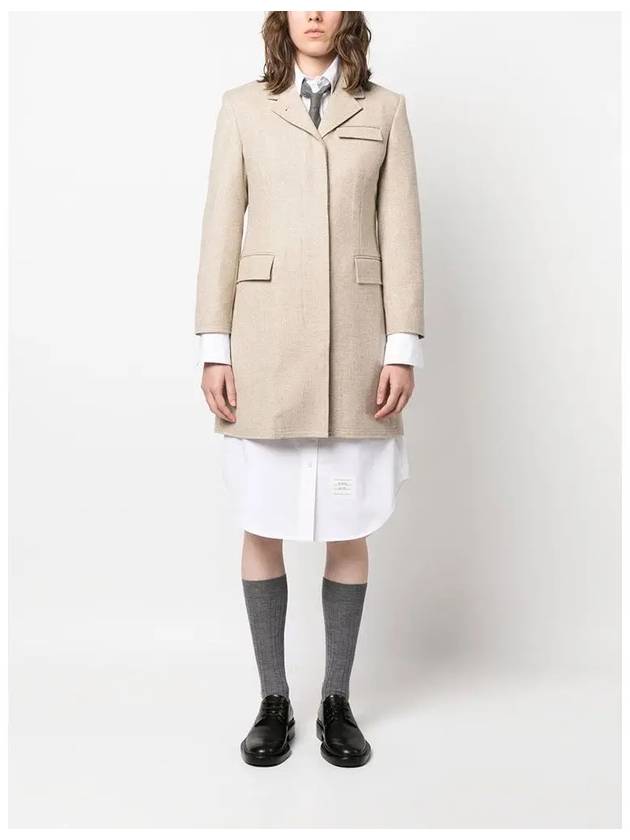 Flannel Chesterfield Wool Single Coat Beige - THOM BROWNE - BALAAN 4