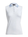 Women's Pleated Collar Sleeveless PK Shirt White - G/FORE - BALAAN 2