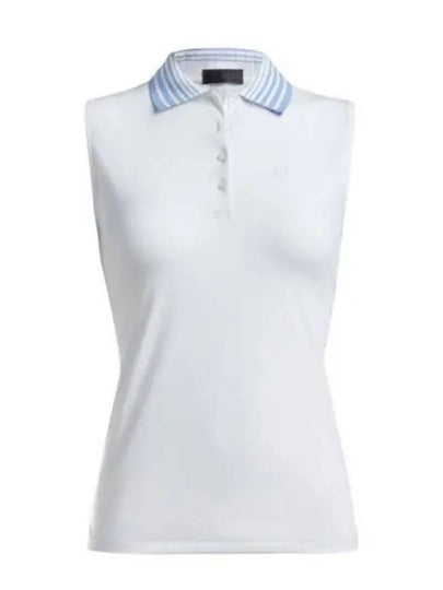 Women's Pleated Collar Sleeveless PK Shirt White - G/FORE - BALAAN 2