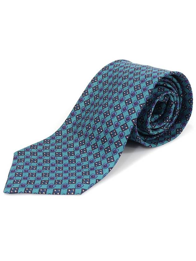 100 silk emerald blue triope pattern tie - CELINE - BALAAN 3