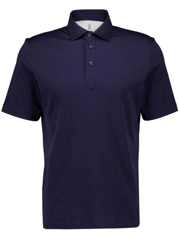 Cotton Polo Shirt Navy - BRUNELLO CUCINELLI - BALAAN 1