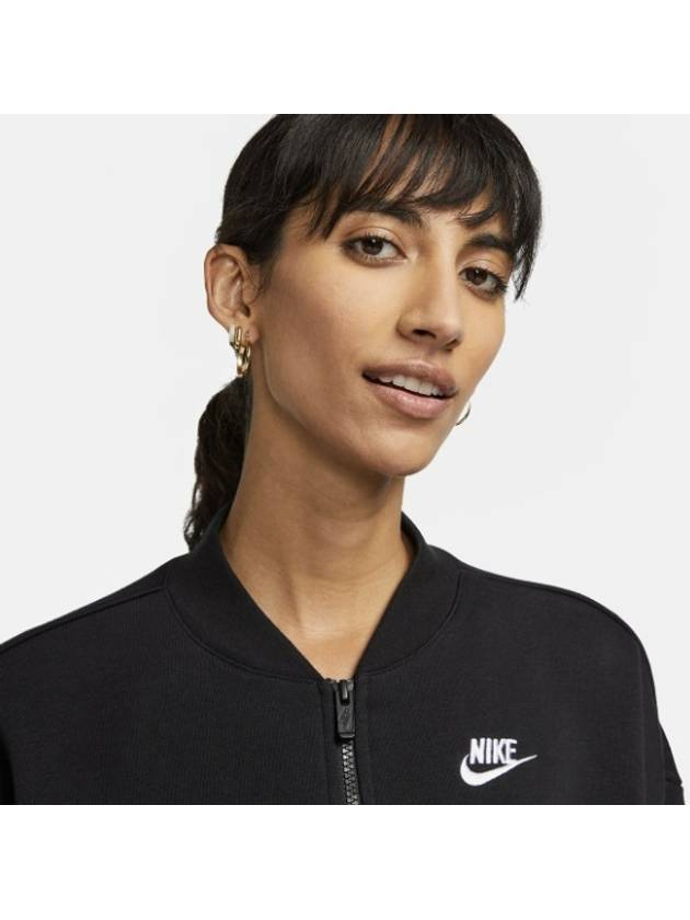 Sportswear Club Fleece Oversized Crop Bomber Jacket Black - NIKE - BALAAN 4