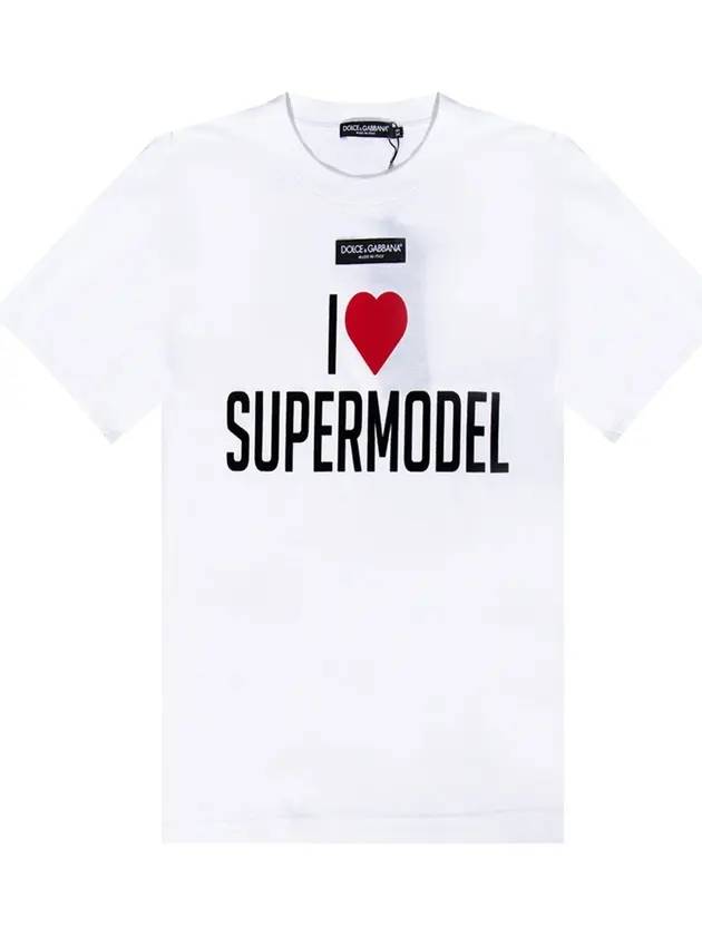 I Love Supermodel Logo Overfit Short Sleeve T-Shirt White - DOLCE&GABBANA - BALAAN 1