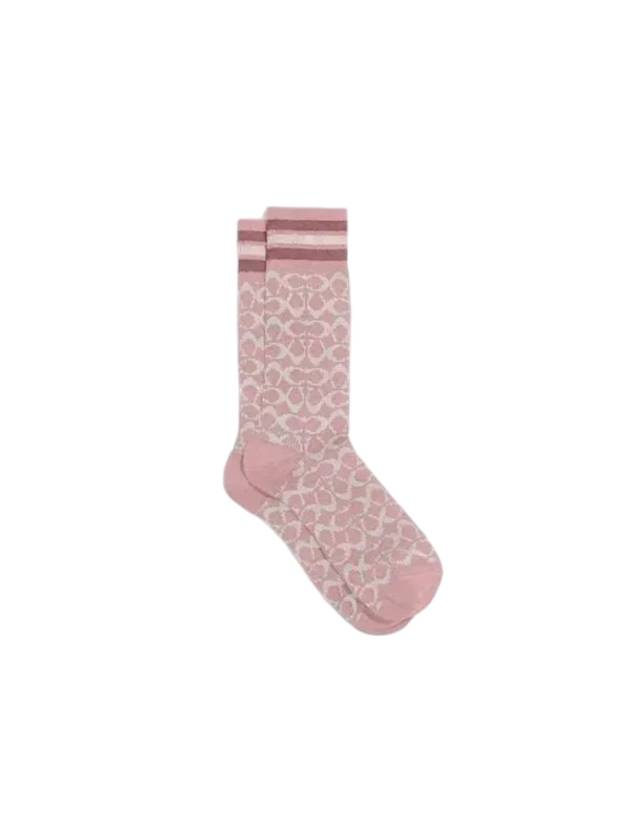 Signature Cotton Socks Pink - COACH - BALAAN 1