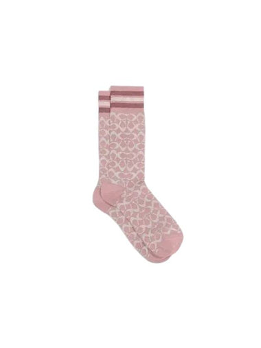 Signature Cotton Socks Pink - COACH - BALAAN 1