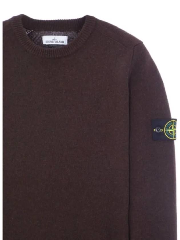 Men's Waffen Patch Round Neck Knit Top Dark Brown - STONE ISLAND - BALAAN 4