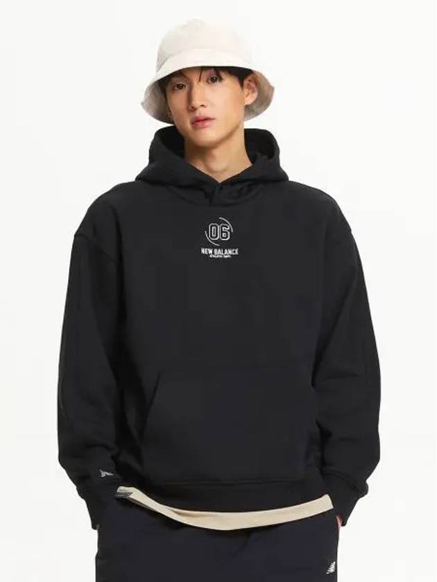 NBN0E42923 UNI brushed hoodie BLACK - NEW BALANCE - BALAAN 1