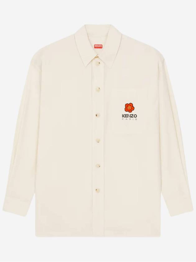 Men's Boke Flower Crest Oversized Long Sleeve Shirt Ivory - KENZO - BALAAN 2