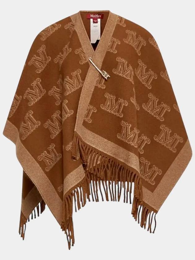 Fringe Wool Cape Camel Poncho 2426736011600 - MAX MARA - BALAAN 6