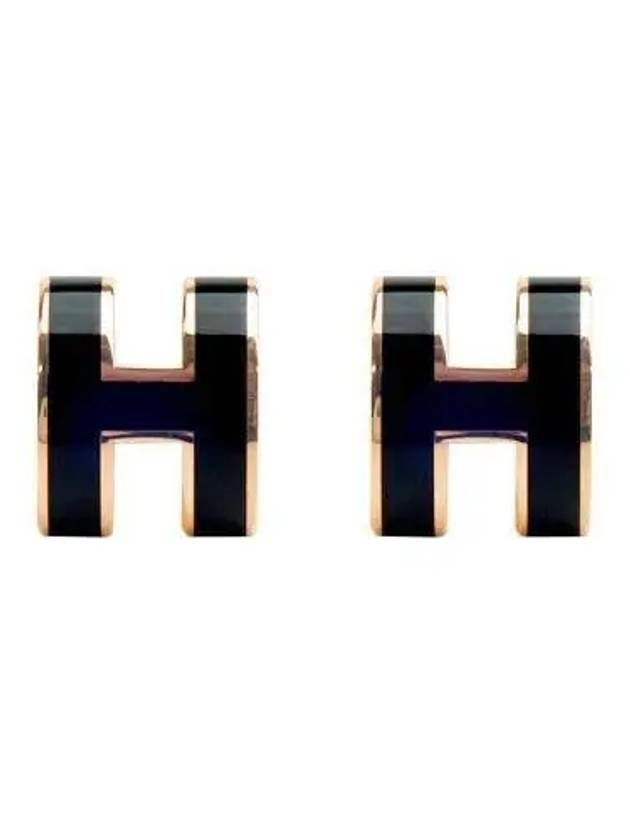 Mini Pop H Rose Gold Earrings Noir - HERMES - BALAAN 2