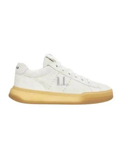 Women's Suede Low Top Sneakers White - MIU MIU - BALAAN 2