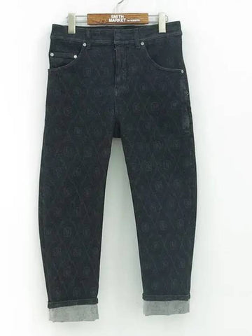 Black color logo pattern men s denim pants - NEIL BARRETT - BALAAN 1