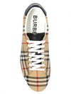 Men's Vintage Check Leather Low Top Sneakers Archive Beige - BURBERRY - BALAAN.