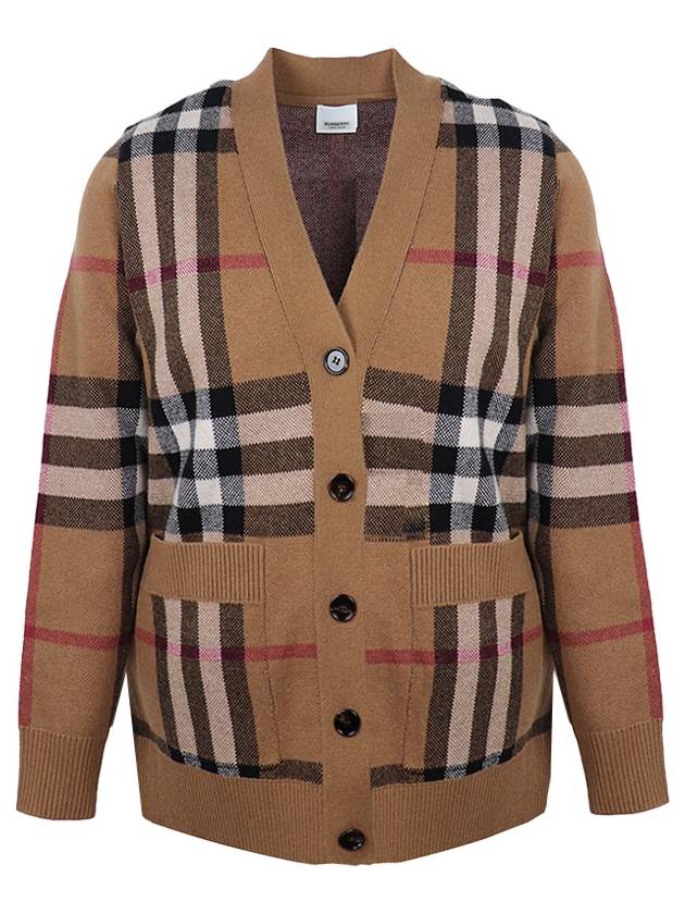 Check Wool Cashmere Cardigan Brown - BURBERRY - BALAAN 2