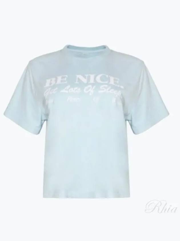 Be Nice Crop T Shirt Baby Blue White TO046S412BB - SPORTY & RICH - BALAAN 1