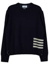 Donegal 4-Bar Striped Crew Neck Wool Knit Top Navy - THOM BROWNE - BALAAN 11