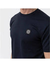 Logo Patch Short Sleeve T-Shirt Navy - STONE ISLAND - BALAAN 3