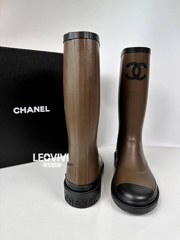 CC logo two tone rain boots rubber khaki black size 37 G45838 - CHANEL - BALAAN 5